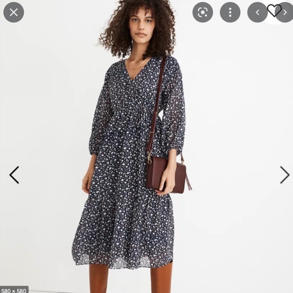 Madewell Floral Cottagecore Midi Dress - Blue and White